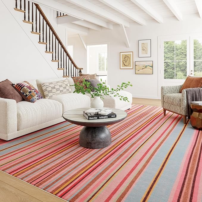 Dash & Albert Jamaica Stripe Multi Machine Washable Rug, Runner-2.5 X 8 Feet - Image 2