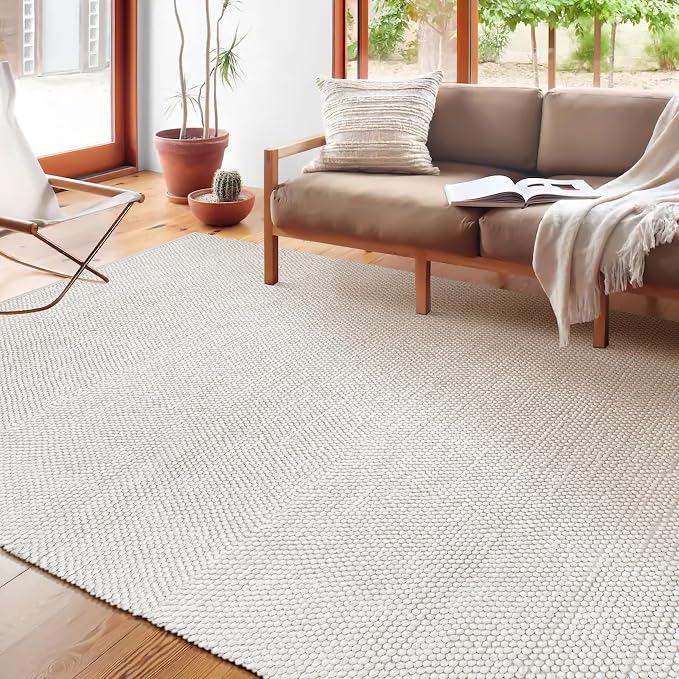 Savi Home Handwoven Wool Cotton Blend Area Rug 4x6', Textured Popcorn Braided - Image 4