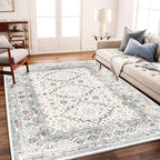 Retro Boho Design Area Rug 4x6 Washable Living Room Indoor Non-Slip Large by CHAMPLANT