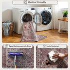 Kuden 2'6"x7' Runner Rug, Machine Washable Area Rug - Image 5