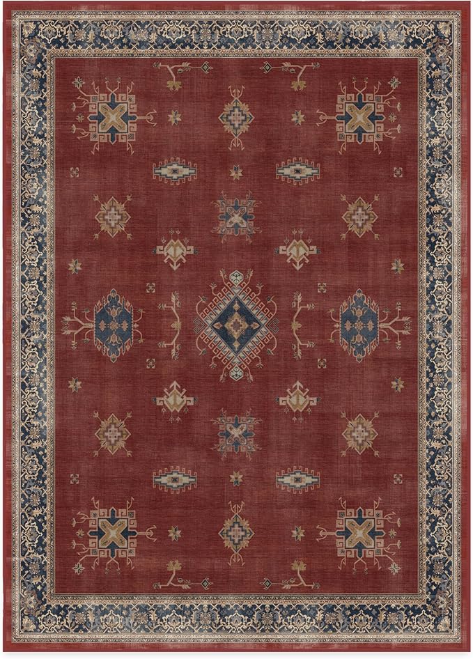 RUGGABLE Washable Vintage Area Rug – Verena Amber Red 10x14, Stain-Resistant - Image 3