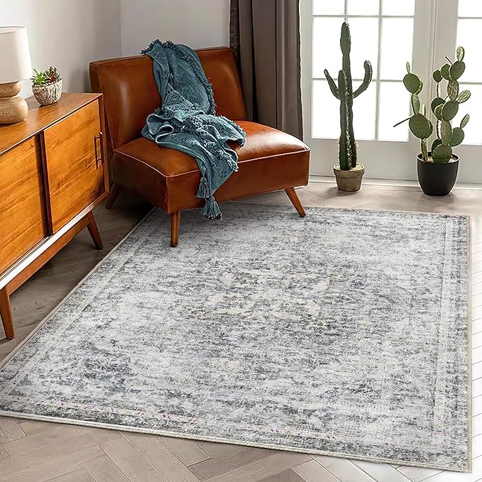 Washable Area Rug 3'x5' Vintage Traditional Floor Cover Foldable Thin Rugs by CHAMPLANT