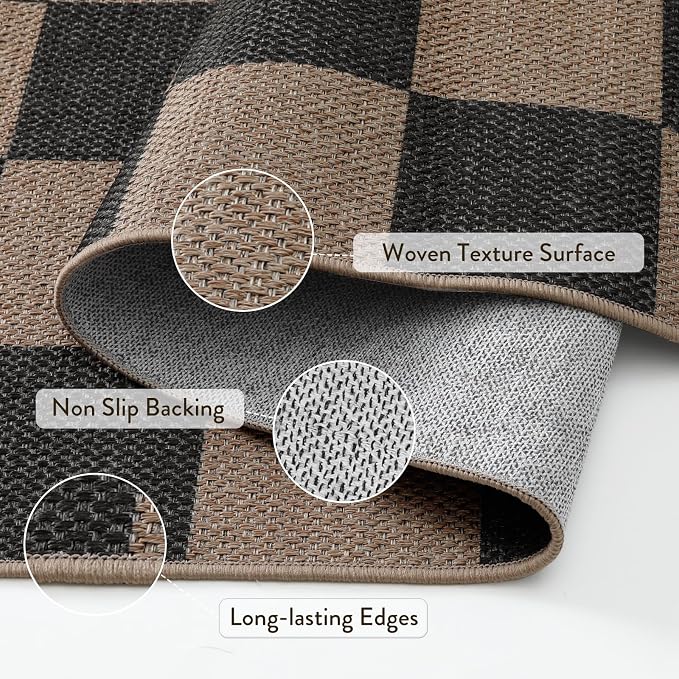 Lahome Checkered Easy Jute 3x5 Rug, Washable Rugs - Image 5