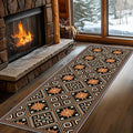 Brown Black Geometric Diamond Pattern Hallway Runner Rug by LGGLOVELIN