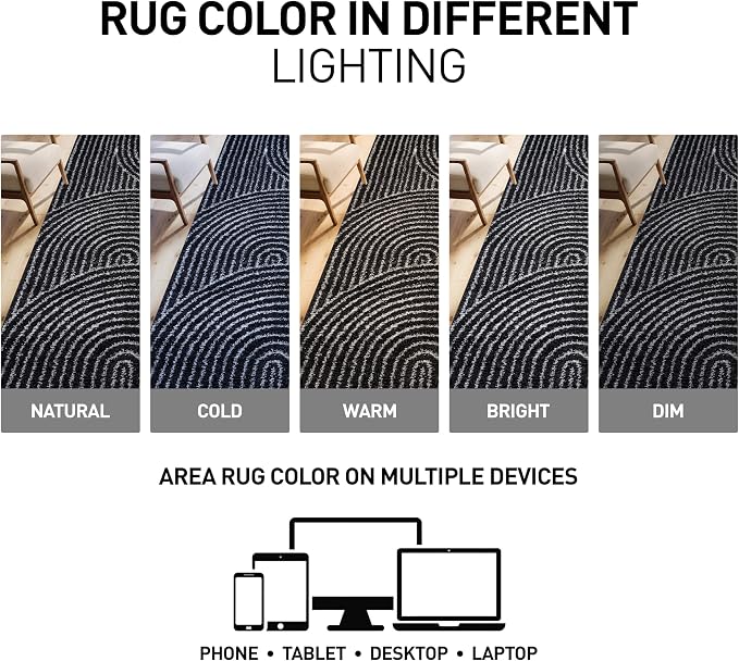 Rugshop Circles Arch Shag Area Rug Anthracite Dark Gray 4' x 6' Ideal - Image 7
