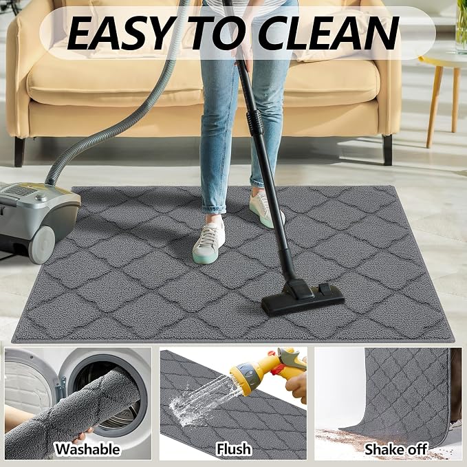 Timo Indoor Door Mat, Front Door Rug 32"x48" Rubber Backing Non Slip Absorbent - Image 6