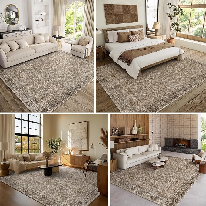 8x10 Washable Area Rugs Ultral Soft Non-Slip Stain Resistant Vintage Boho Large - Image 2