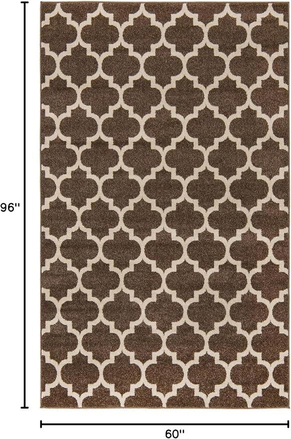 Rugs.com Lattice Collection Rug – 5' x 8' Brown Medium Rug Perfect - Image 2