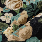 Washable Floral Runner Rug 2x5 Black Hallway Carpet Scalloped Flower Non Slip - Image 6