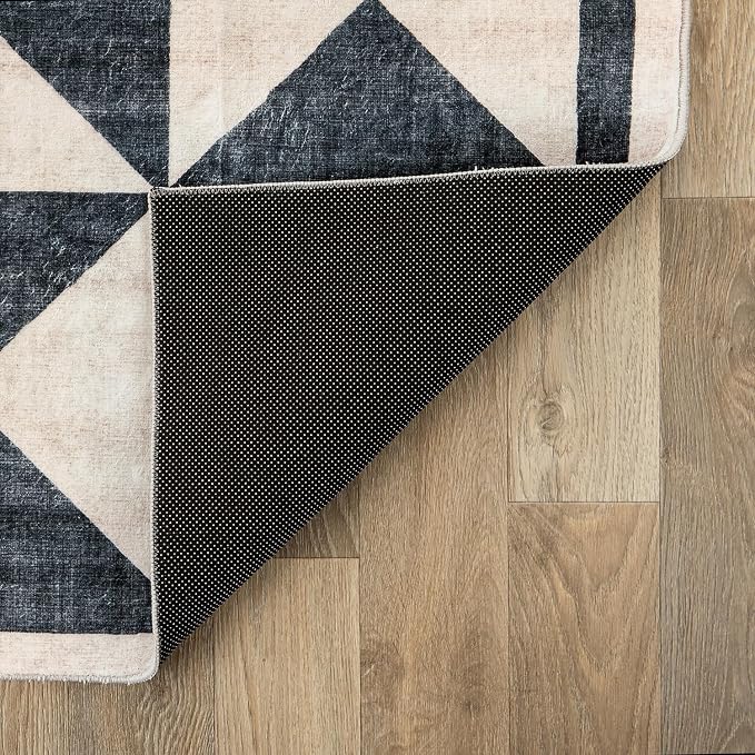Rugshop Geometric Diamond Washable Non Slip Area Rug 2' x 3' Cream - Image 7