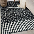 Rugshop Boho Black and White Tribal Area Rug – Geometric Diamond and Stripe by Rugshop