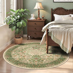 4ft Round Area Rugs for Living Room, Washable Floral Circle Rug Non Slip Low by HOME