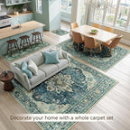 Area Rugs 6'x8' Washable Non-Slip, Floral Vintage Distress Print Pattern - Image 7
