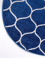Rugs.com Lattice Frieze Collection Rug – 6' Round Navy Blue Medium Rug Perfect - Image 8
