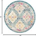 SAFAVIEH Madison Collection 5' Round Dark Blue / Yellow MAD418N Boho Diamond - Image 2