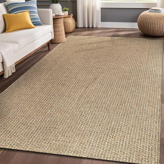 Easy Jute Rugs 5x7 Natural Color Living Room Indoor Outdoor Area Rug - Image 5