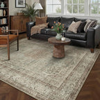 Sage Area Rug 5x7 for Living Room Washable Vintage Carpet Low Pile Non Slip by PureCozy