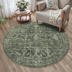 4ft Round Washable Area Rugs for Living Room, Vintage Boho Large Rug for by HOME