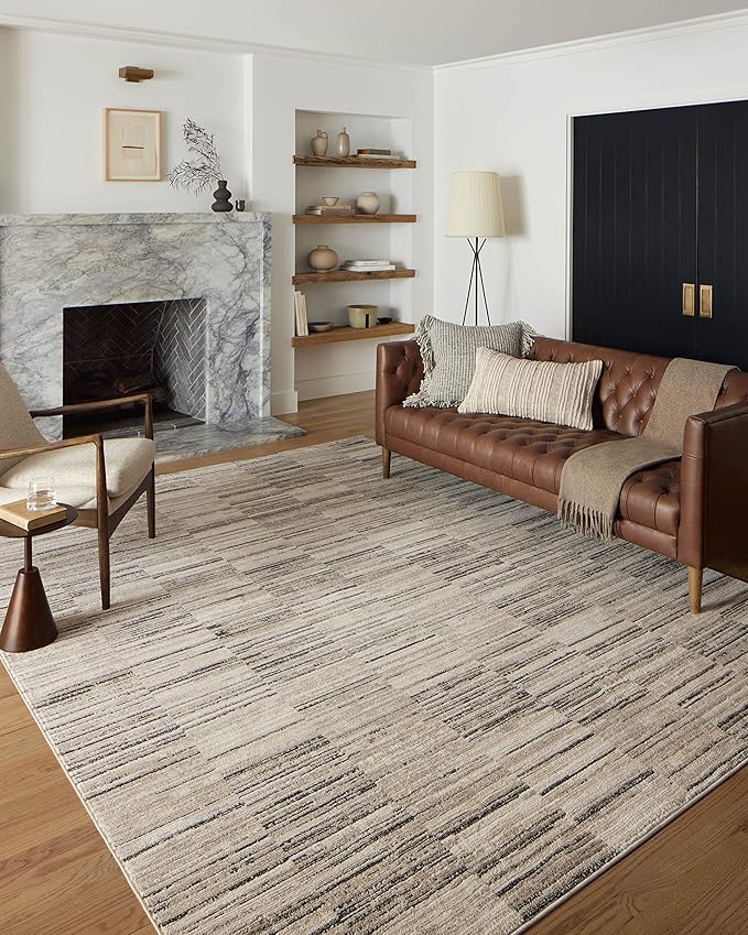Loloi Darby Collection DAR-01 Charcoal/Sand 4'-0" x 6'-0" Accent Rug by Loloi
