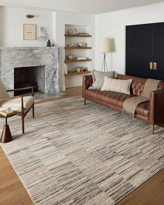 Loloi Darby Collection DAR-01 Charcoal/Sand 5'-3" x 7'-6" Area Rug by Loloi
