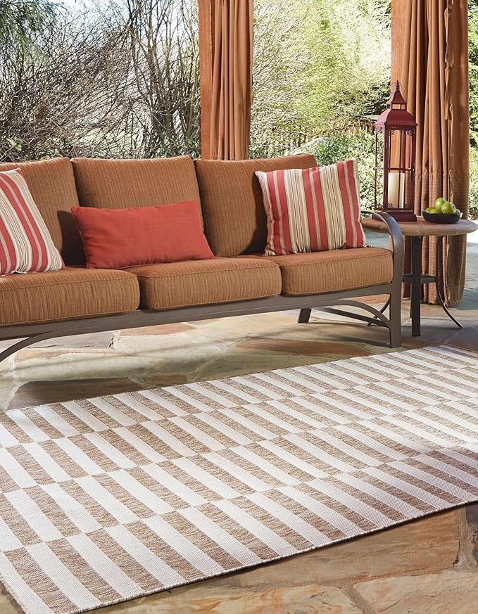 Unique Loom Outdoor Striped Collection Area Rug - Image 4