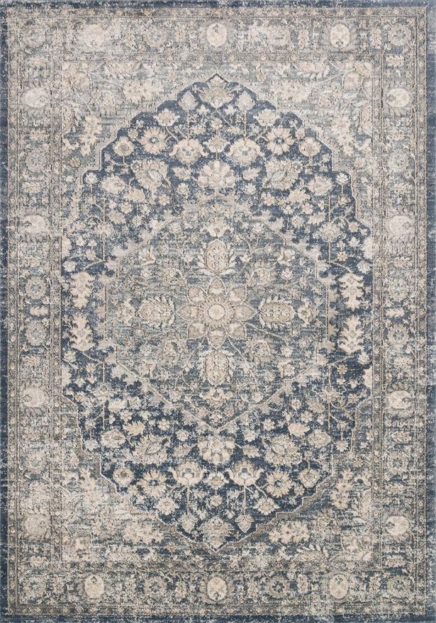 Loloi Teagan Collection TEA-01 Denim/Mist 9'-9" x 13'-6" Area Rug, Soft Neutral - Image 3