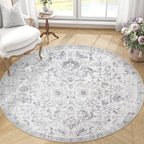 jinchan Kalen Round Rug 5ft Area Rug Washable Vintage Indoor Retro Entryway - Image 5