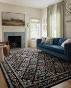 Loloi Rifle Paper Co. Laurel Collection LAU-04 Black/Multi 6'-6" x 9'-2" Area by Loloi