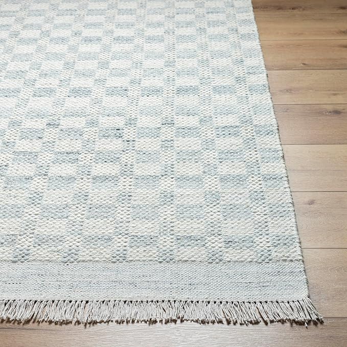Mark&Day Wool Rugs, 4x6 Clinten Solid and Border Light Slate Checkered Rug - Image 6