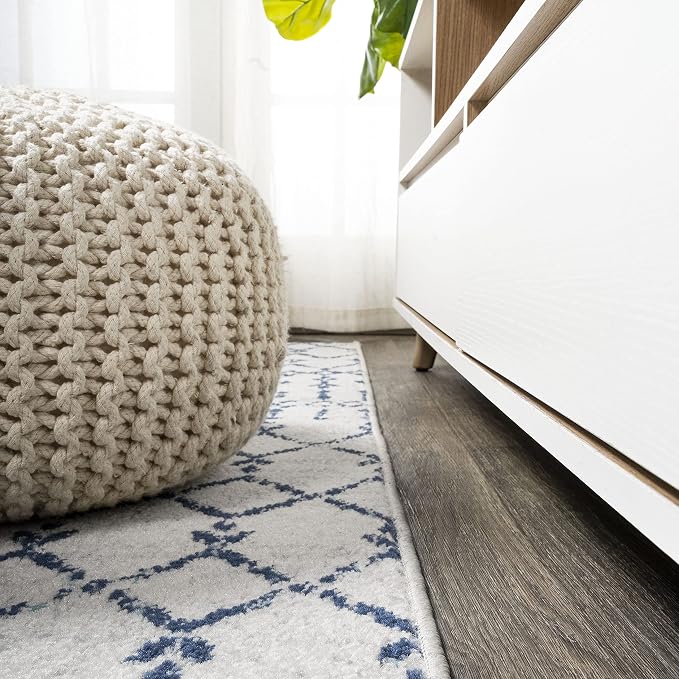 JONATHAN Y Boho Vintage Diamond Cream/Navy Indoor Area Rug 5X8 ft, Moroccan Hype - Image 6