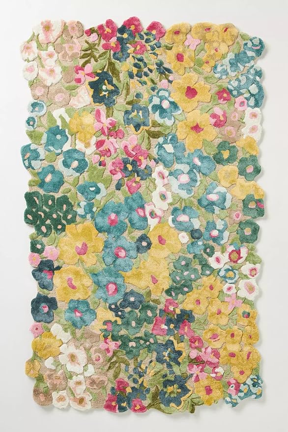 Cassia Wool Viscose Area Rug – 5’ x 7' – Handmade Wool Area Rugs –Yellow – Rugs by Unknown