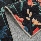 Black Area Rug 4x6 Office Floral Indoor Door Mat Washable Boho Kitchen Living - Image 9