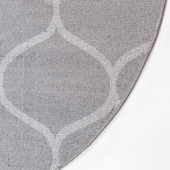 Rugs.com Lattice Frieze Collection Rug – 3' Round Dark Gray Medium Rug Perfect - Image 8