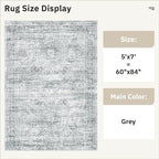 5x7 Area Rugs Gray Low Pile Indoor Washable Trendy Faded Style Rugs - Image 5