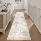 2x14 Washable Runner Rug Beige Grey Abstract Hallway Kitchen Throw Rug Neutral - Image 5