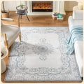 Istana 4x6 Rug - White Cream & Blue Area Rugs 4x6 - Kid & Pet Friendly Machine by Istana