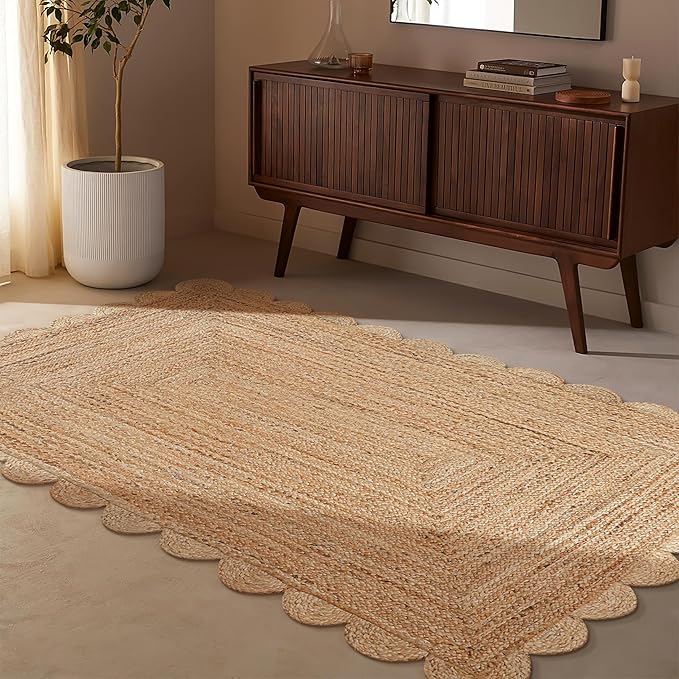 Savi Home Scalloped Jute Rug 4'x6' – Handwoven Natural Area Rug, Farmhouse Boho - Image 6