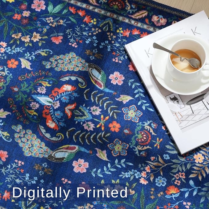 Rugcomf 3x5 Rug Washable Area Rug Floral Office Rug Non Slip Small Carpet - Image 7