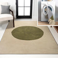 JONATHAN Y Machine Washable Cream/Green Indoor Area Rug 3X5 ft, Cirkel by JONATHANY