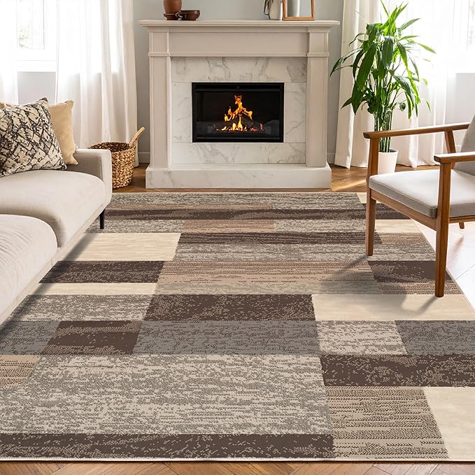 SUPERIOR Indoor Area Rug, Jute Backed, Modern Geometric Patchwork Floor Decor by SUPERIOR