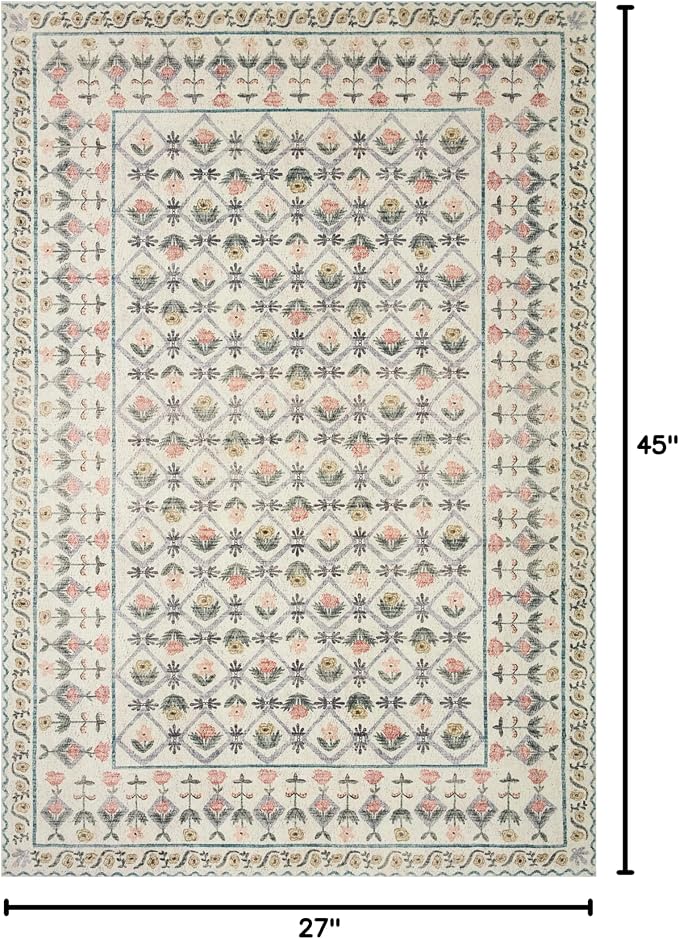 Loloi Rifle Paper Co. Eden Collection EDE-03 Lattice Ivory 2'-3" x 3'-9" Accent - Image 2
