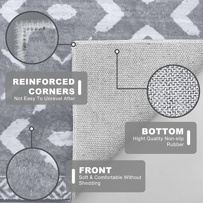 KILOCOCO Living Room Rug 5x7 Area Rug Printed Boho Washable Bedroom Rugs Non - Image 4