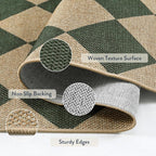 Lahome Checkered Outdoor Patio Easy Jute Rug, 3x5 Dark Green Washable Front - Image 3