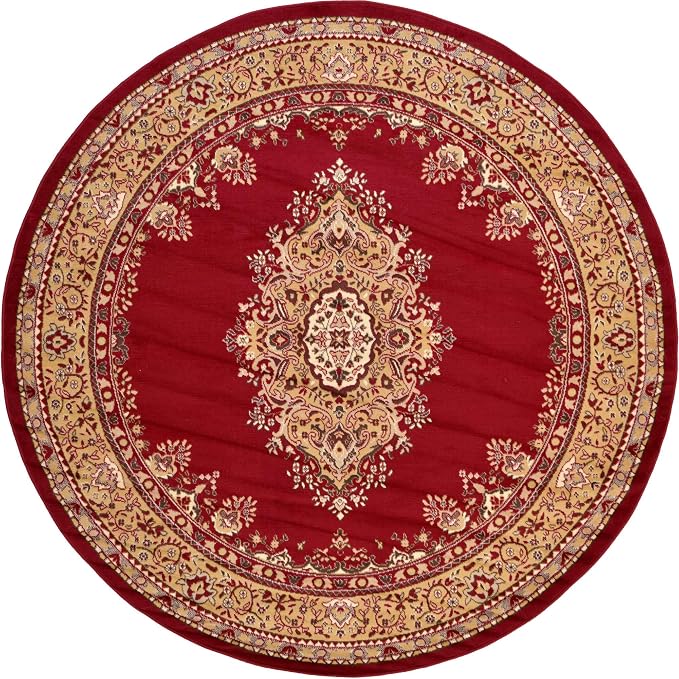 Unique Loom Reza Collection Traditional Persian Style Area Rug, Burgundy/Ivory - Image 9