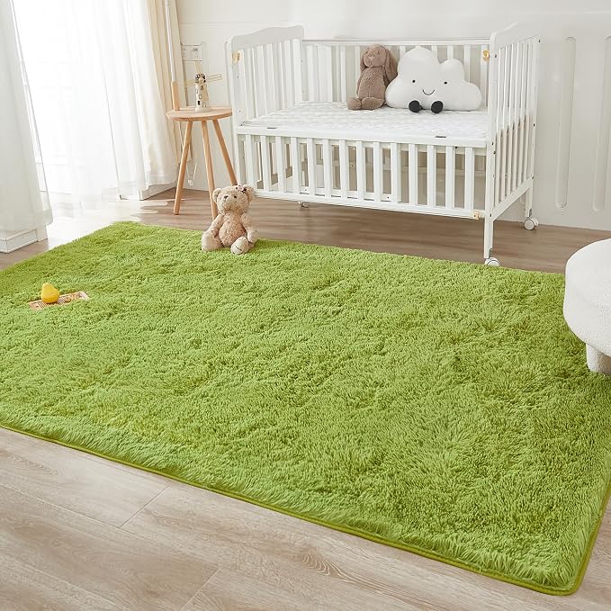 Andency 8x10 Area Rugs for Living Room, Olive Green Non-Slip Fluffy Soft Large - Image 4