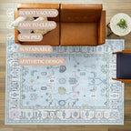 Fame Living Cream Blue Oushak Rug, Extra Large Area Rugs - Image 3