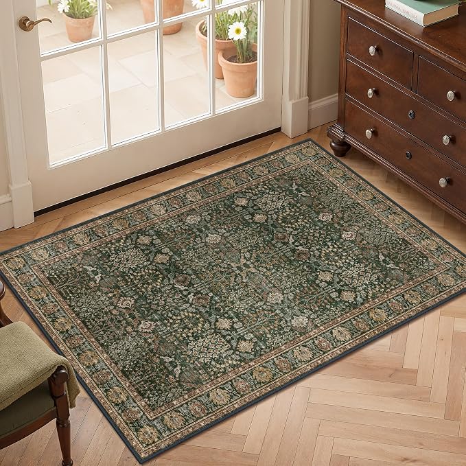 Bavni 2x3 Doormat, Machine Washable Runner Rug Non Slip, Vintage Floral Print - Image 4
