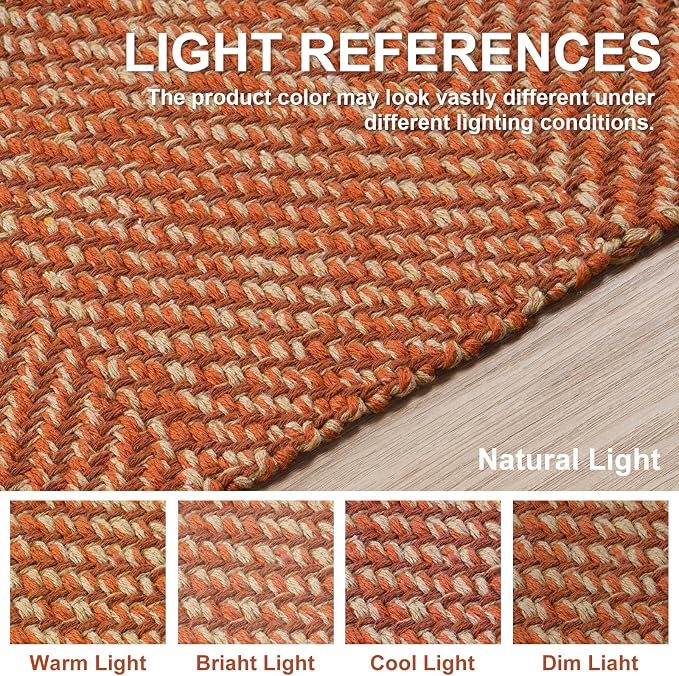 Collive Kitchen Runner Rug, Terracotta Cotton Modern Farmhouse Bathroom Mat - Image 5