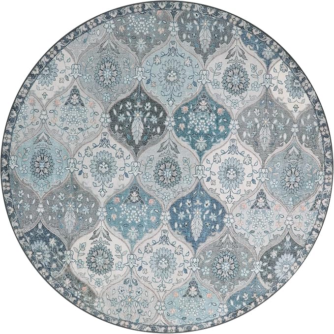 Lahome Moroccan Trellis Washable Round Area Rug, Soft Round Rugs 6ft Ultra-Thin - Image 3