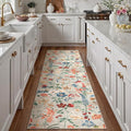 Floral Runner Rug 3x7 Washable Hallway Long Beige Bedroom Carpet Non Slip by PureCozy